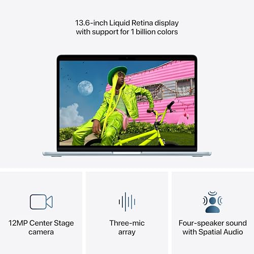 Apple 2026 MacBook Air 13-inch Laptop with M5 chip: Built for AI, 13.6-inch Liquid Retina Display, 16GB Unified Memory, 512GB SSD, 12MP Center Stage Camera, Touch ID, Wi-Fi 7; Sky Blue - 4