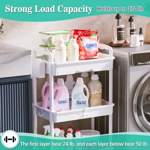 SUNALLY 3 Tier Rolling Cart with Drawer - 5