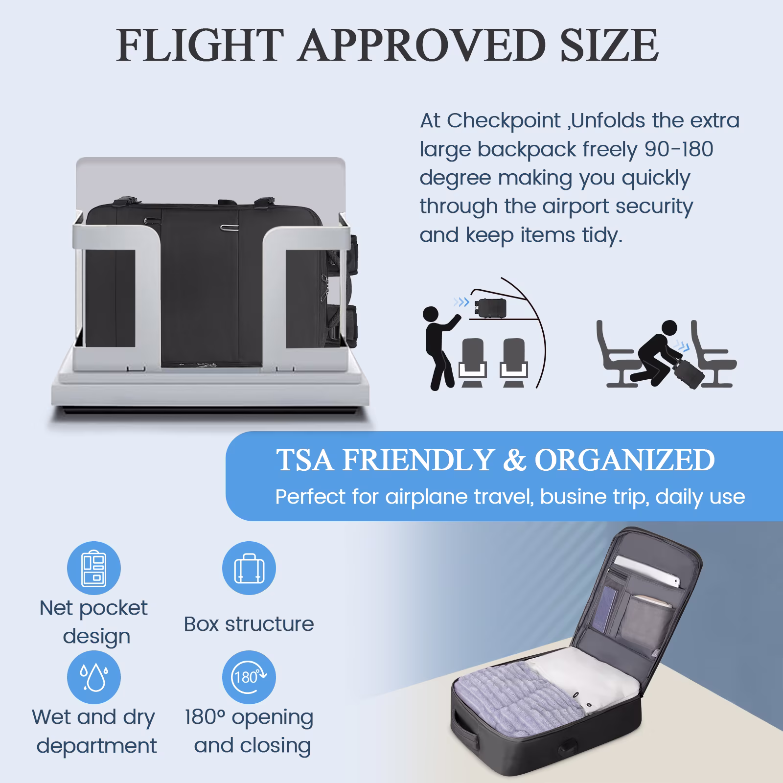 DAKOMM 17.7" Travel Backpack with USB Port & Shoe Compartment - 3