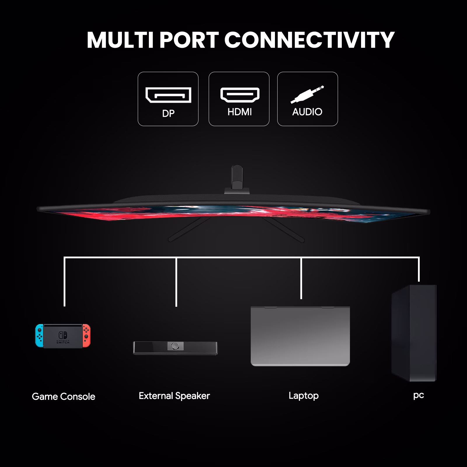 CRUA 24" 180Hz Curved Gaming Monitor - 2