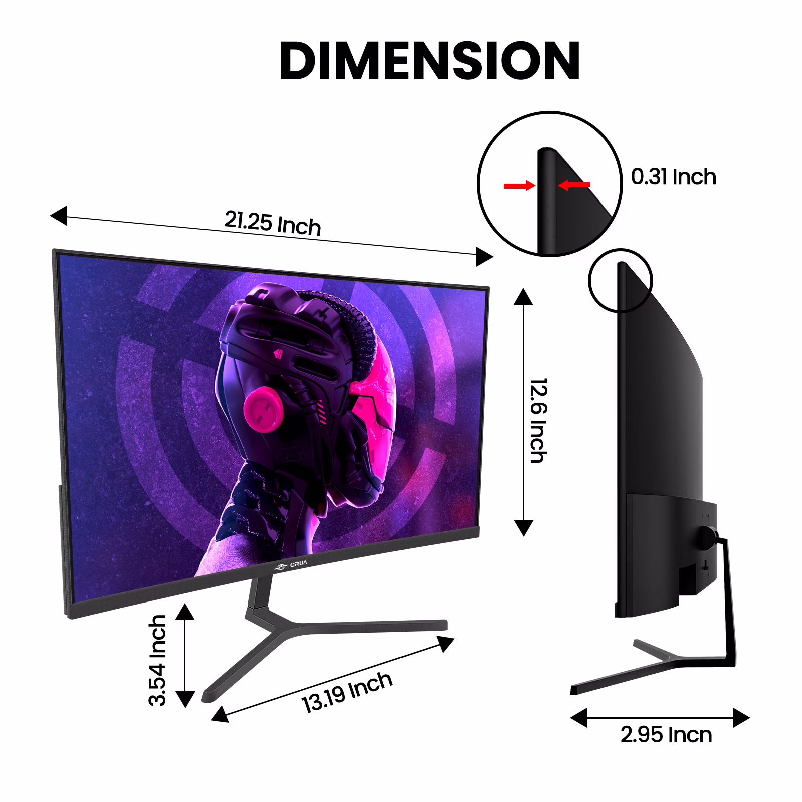 CRUA 24" 180Hz Curved Gaming Monitor - 3