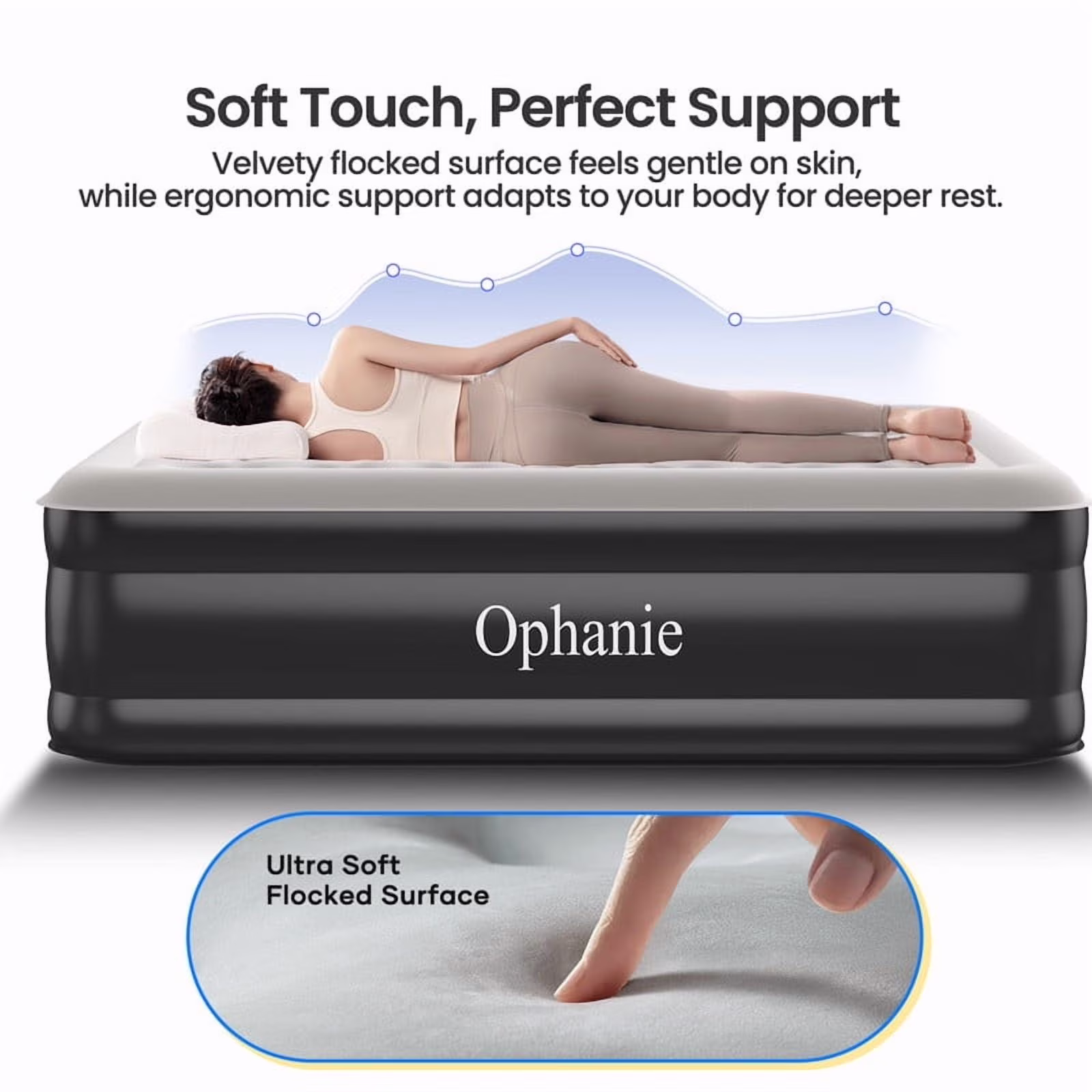 Ophanie Queen 18" Air Mattress with Built-in Pump, Puncture-Resistant - 4