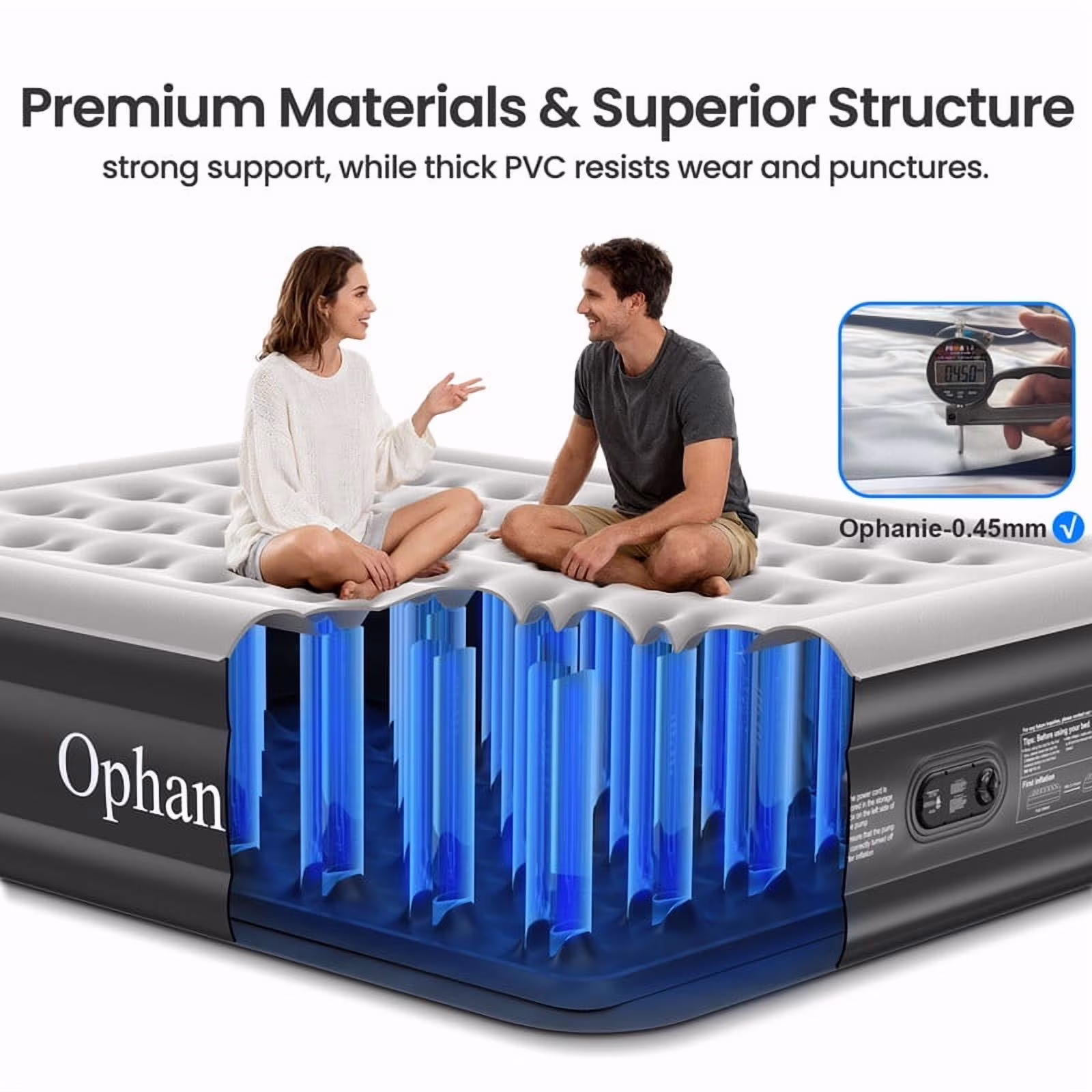 Ophanie Queen 18" Air Mattress with Built-in Pump, Puncture-Resistant - 3