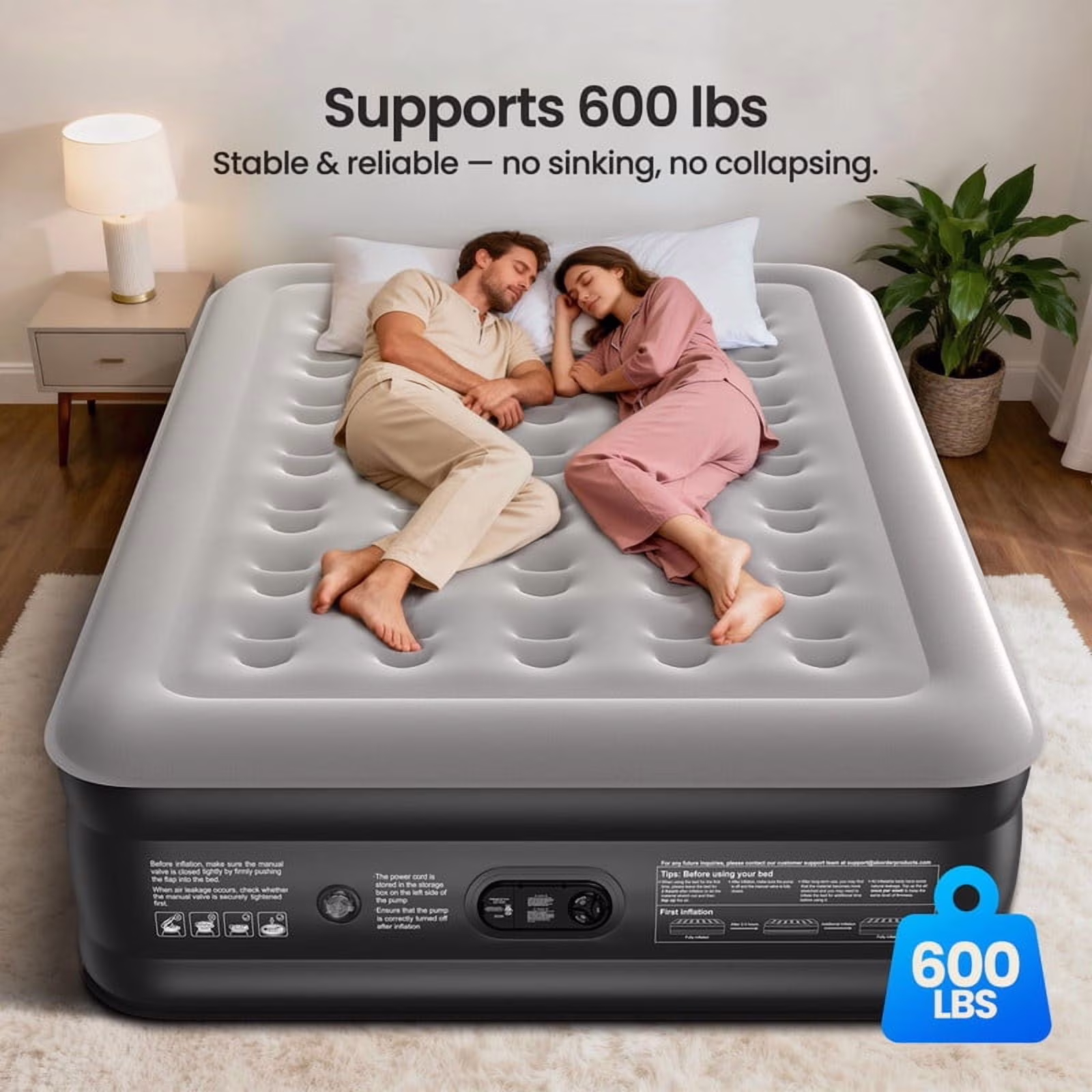 Ophanie Queen 18" Air Mattress with Built-in Pump, Puncture-Resistant - 5