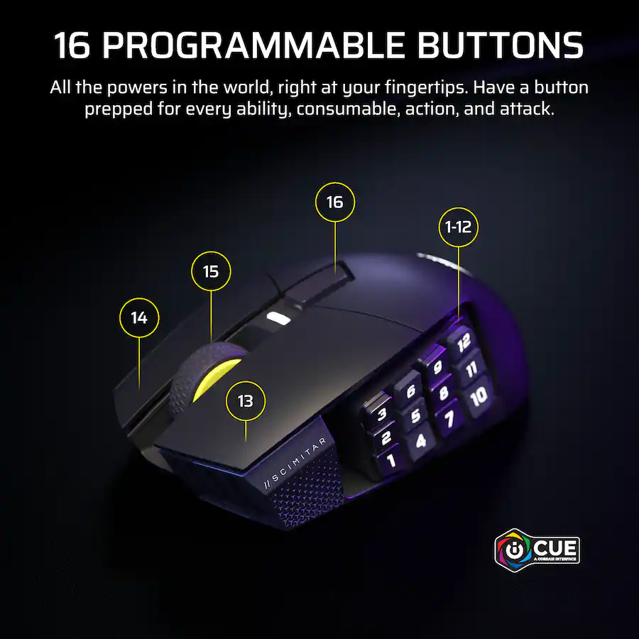 CORSAIR Scimitar Elite Wireless SE Gaming Mouse with 16 Programmable Buttons - 3