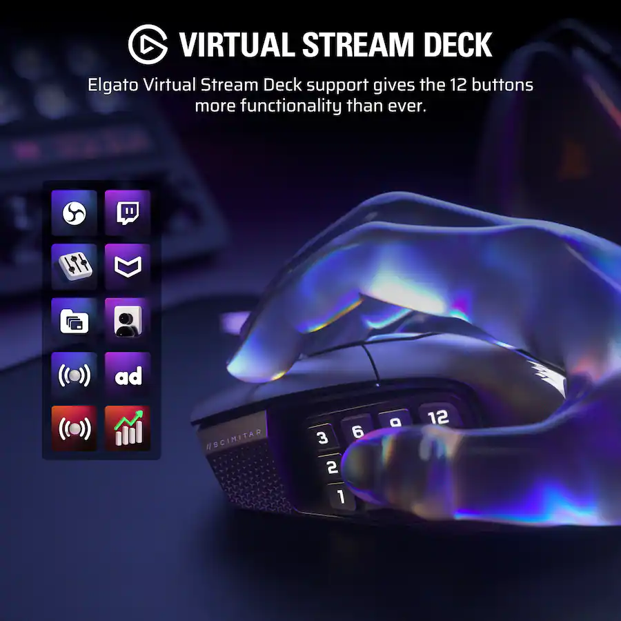 CORSAIR Scimitar Elite Wireless SE Gaming Mouse with 16 Programmable Buttons - 5