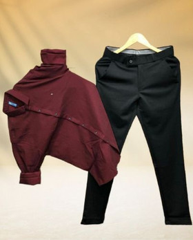 Men Cotton Blend Shirt Pant Set - 2