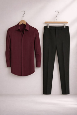 Men Cotton Blend Shirt Pant Set - 4
