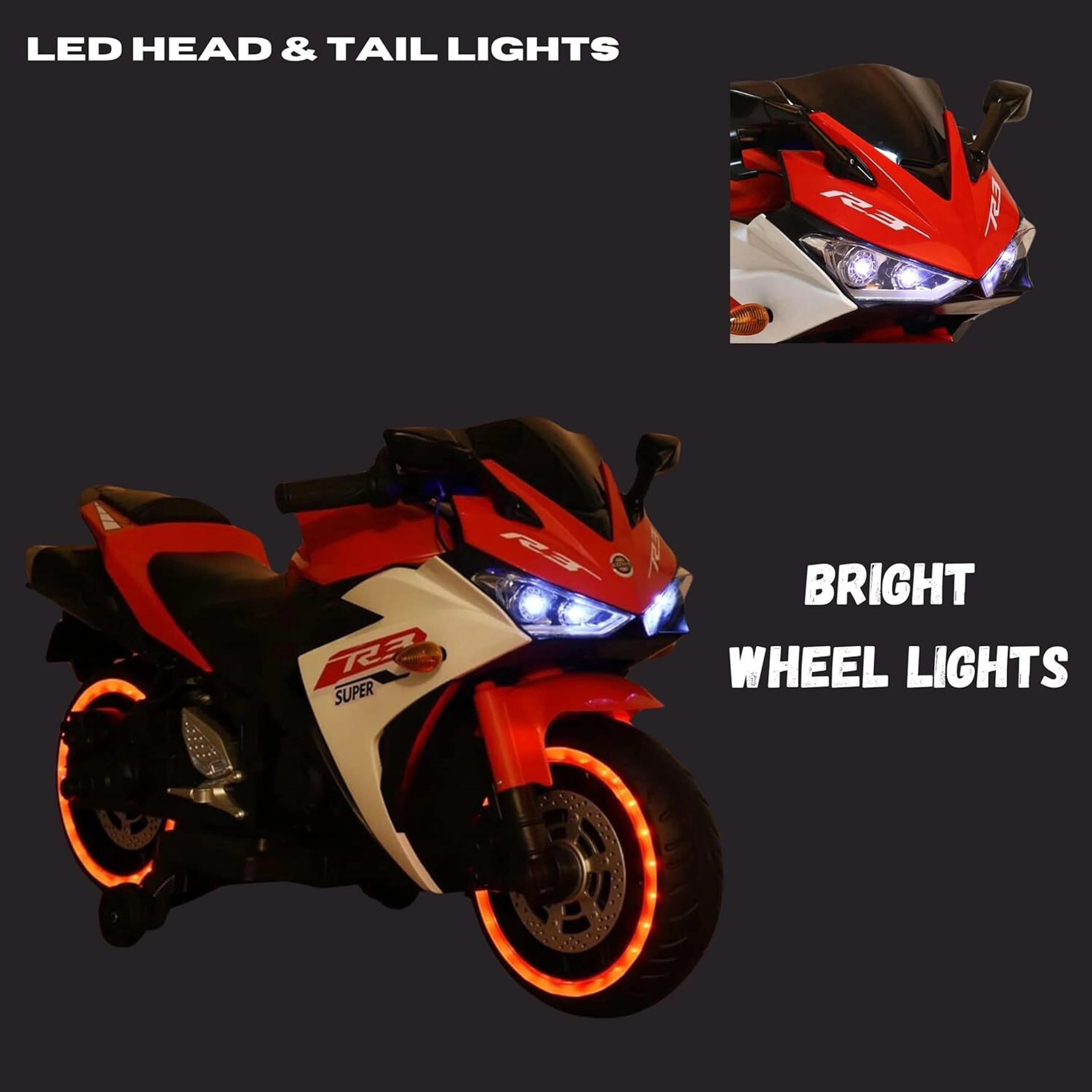 Shipeeship Rechargeable Electric Ride-On bike Bike Battery Operated Ride On (Red) - 2