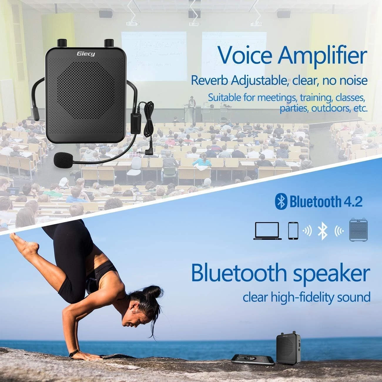 Portable Voice Amplifier, 30W 2800Mah Bluetooth Rechargeable Personal Voice Ampl - 2